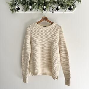 Theory Cream Wool Chucky Knit Sweater Large Boho 10-1228 10